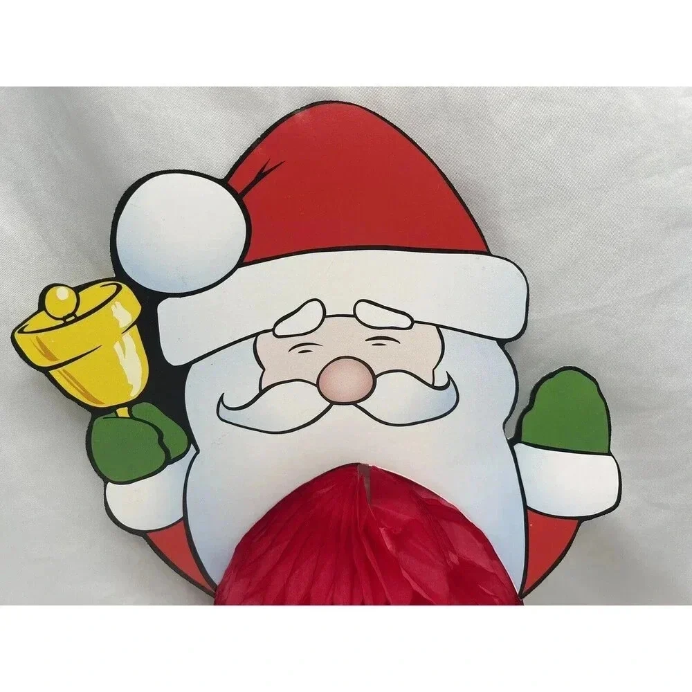Vintage Red Honeycomb Santa Claus Christmas Table Decoration 6”